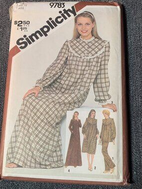 Simplicity Sleepwear Nightgown Sewing Pattern Size 12 9783 Uncut 1980s